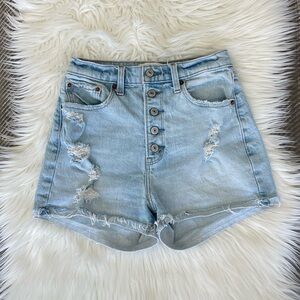 Abercrombie & Fitch Distressed High Rise Mom Denim Shorts Size 25 or Size 0